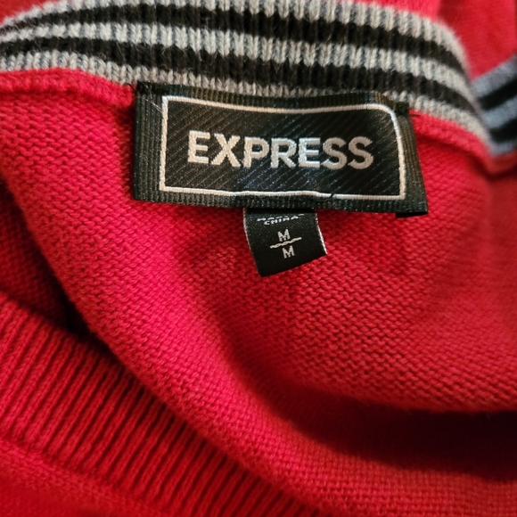 EXPRESS Sweater Pullover V Neck Red - Picture 8 of 9